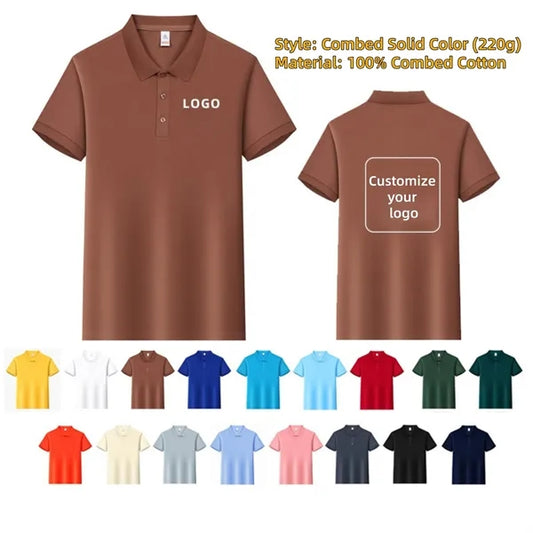 220g Combed Cotton Solid Color Polo Shirt