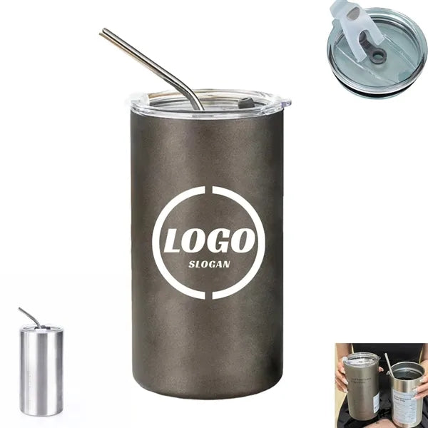 Stainless Steel Double Wall Thermos Cup with Straw