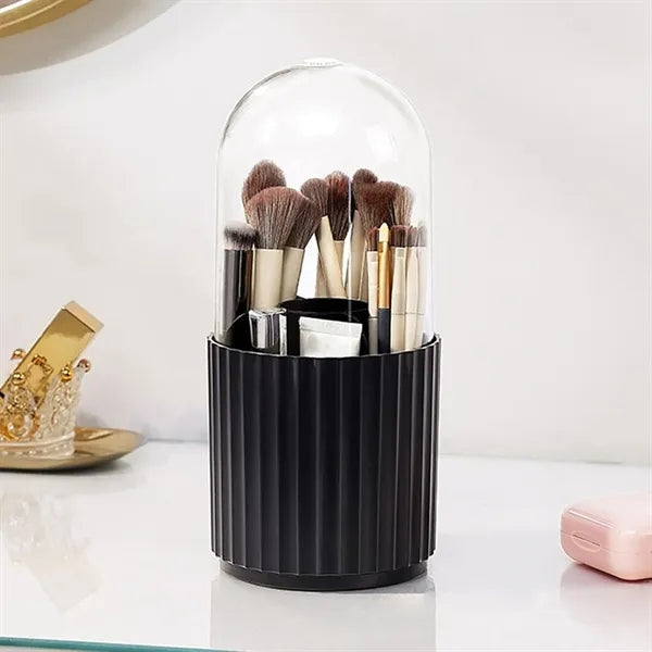 360 Rotating Makeup Brush Holder with Lid Pencil Organizer