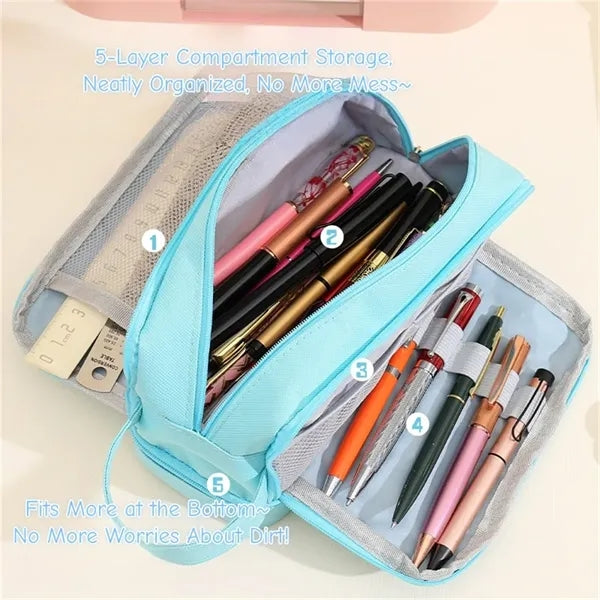 Large Capacity 5 Layer Pencil Case for School Students