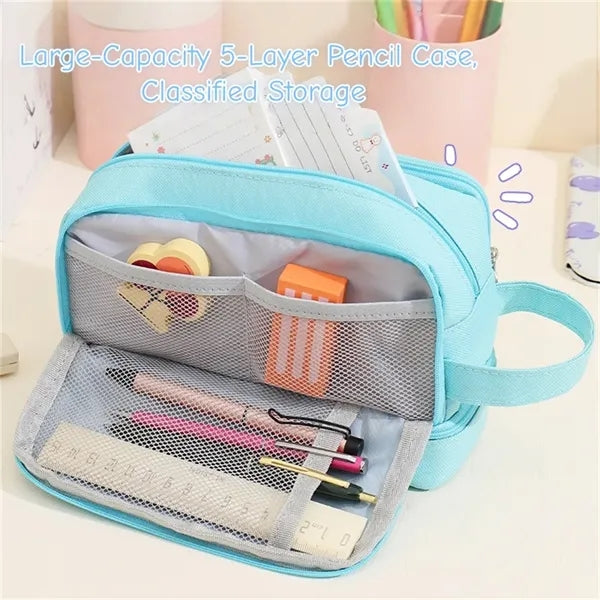 Large Capacity 5 Layer Pencil Case for School Students