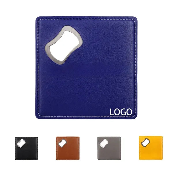 Sleek Design PU Leather Stainless Steel Coaster Opener
