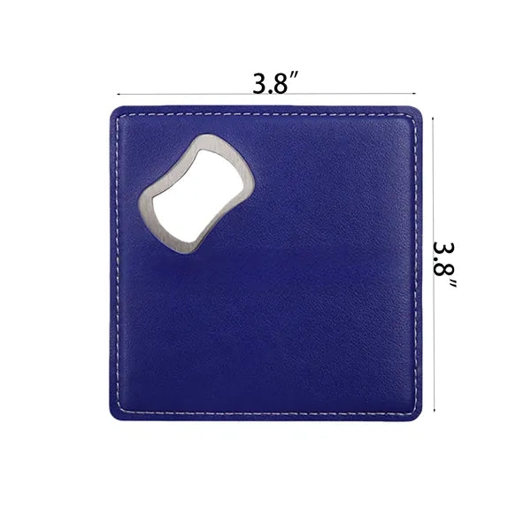 Sleek Design PU Leather Stainless Steel Coaster Opener