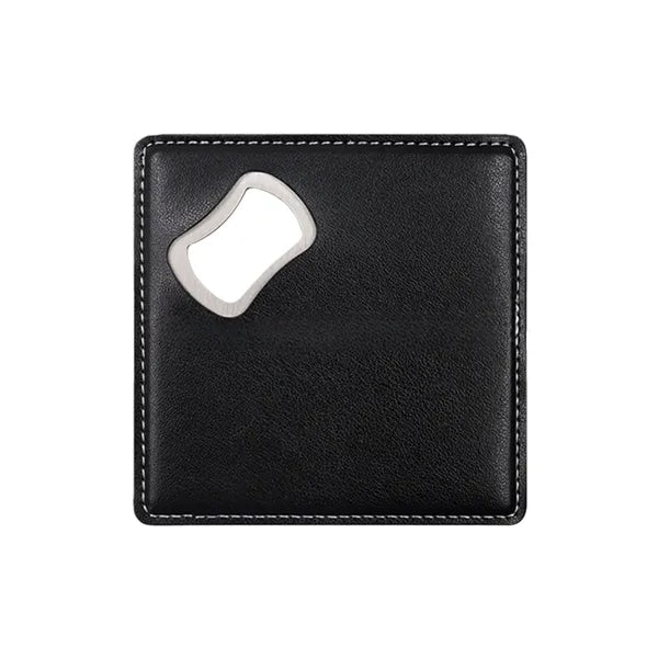 Sleek Design PU Leather Stainless Steel Coaster Opener