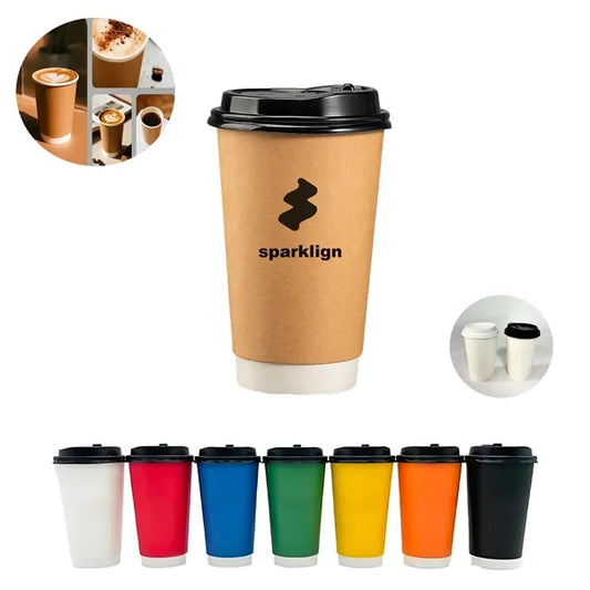 16oz Insulated Ripple Wall Coffee Cups with Lids