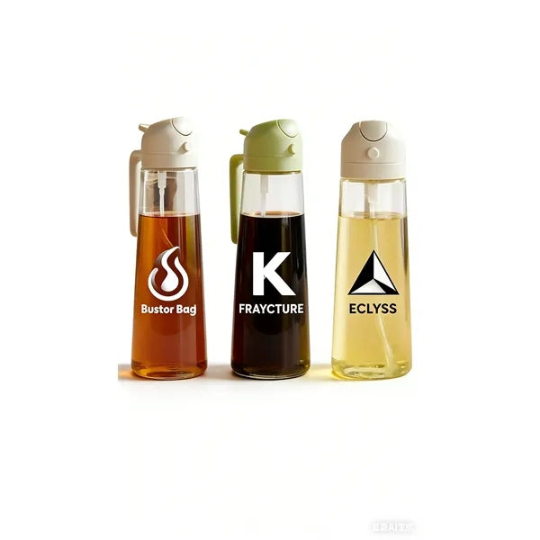 Glass Oil Spray Bottle 2-in-1 Kitchen Cooking Dispens