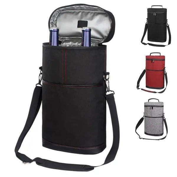 Insulated 2 Bottle Wine Tote Bag for Picnic Travel Beach