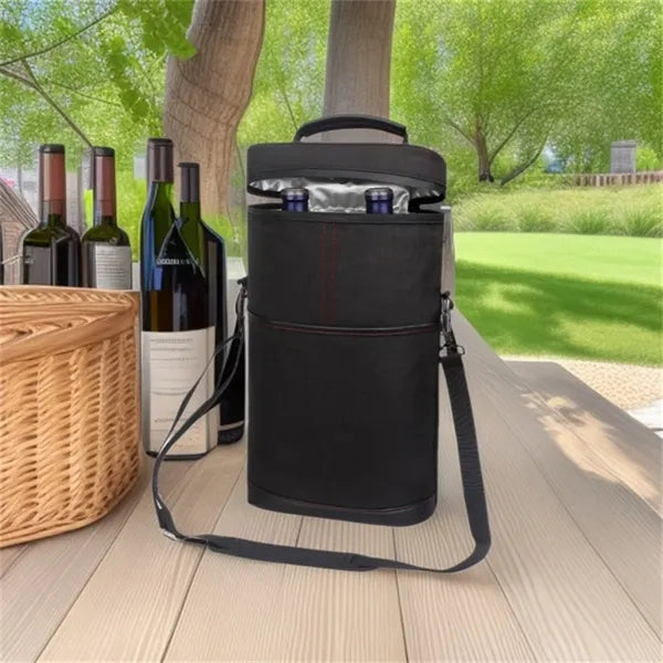 Insulated 2 Bottle Wine Tote Bag for Picnic Travel Beach
