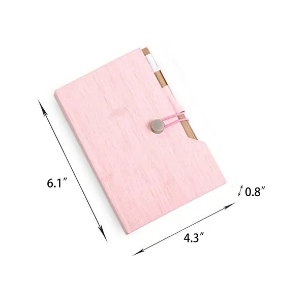 Wood Grain Notebook with Sticky Note and Pen