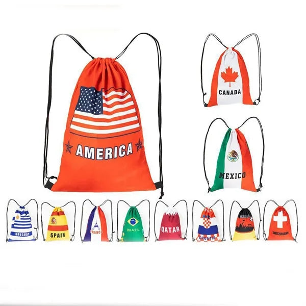 Polyester World Cup Drawstring Backpack