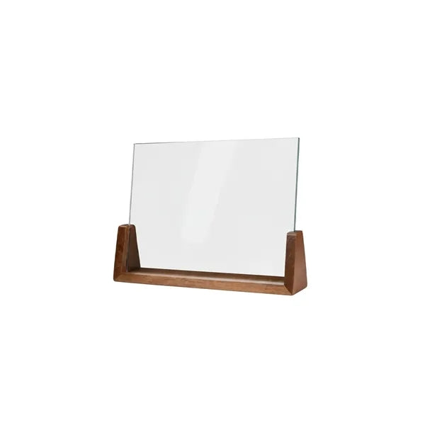 Crystal Mirror Award Plaque with Wood Base