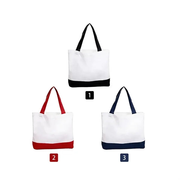 12oz Color Block Canvas Tote Bag With Large Imprint