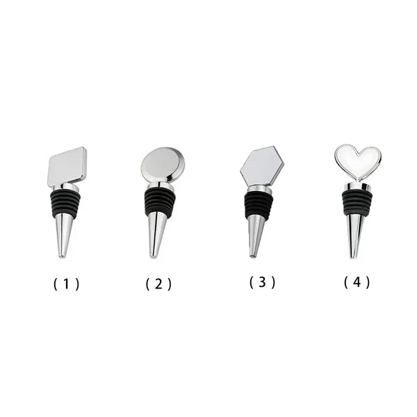 Metal Wine Bottle Stopper With Multiple Top Shapes