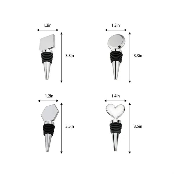 Metal Wine Bottle Stopper With Multiple Top Shapes