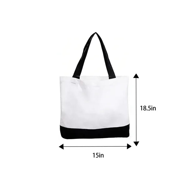 12oz Color Block Canvas Tote Bag With Large Imprint