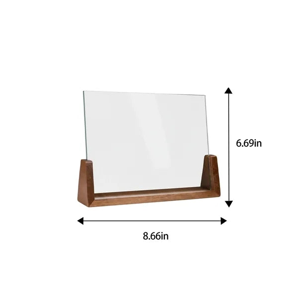 Crystal Mirror Award Plaque with Wood Base