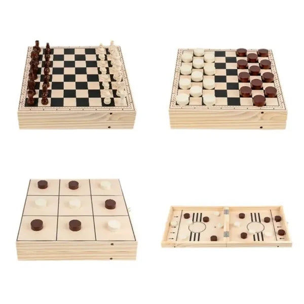 Chess, Checkers, Tic Tac Toe Games, Travel Handheld Folding
