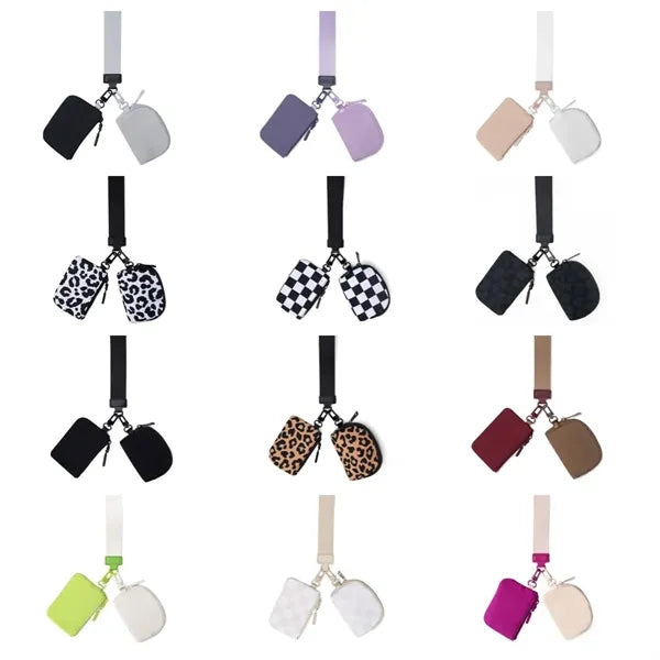 KeyChain Wallet Wristlet for Women Dual Pouch