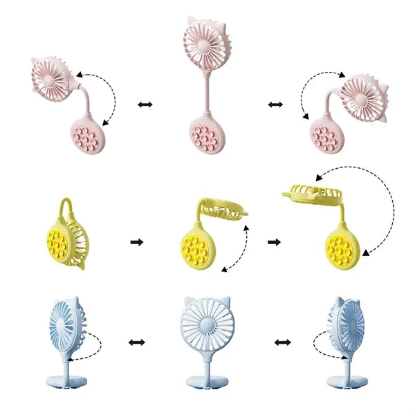 360 Degreen Adjustable Neck Suction Cups Fan