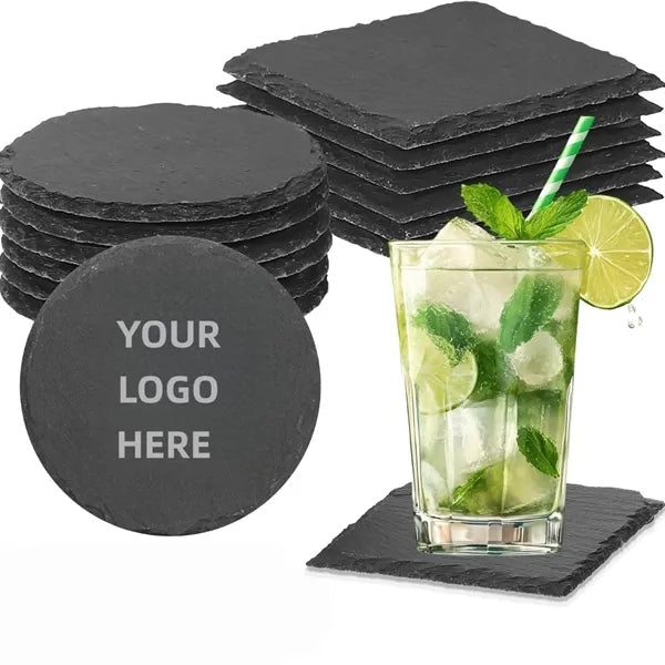 Natural Slate Stone Coaster Set Gift Home Office