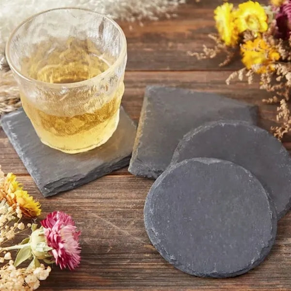 Natural Slate Stone Coaster Set Gift Home Office