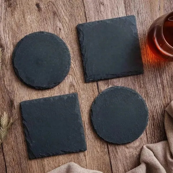 Natural Slate Stone Coaster Set Gift Home Office