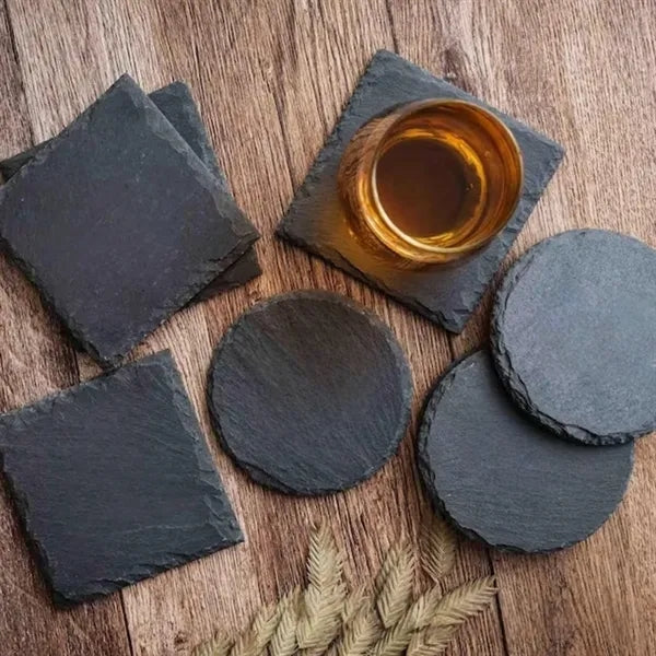 Natural Slate Stone Coaster Set Gift Home Office