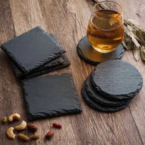 Natural Slate Stone Coaster Set Gift Home Office