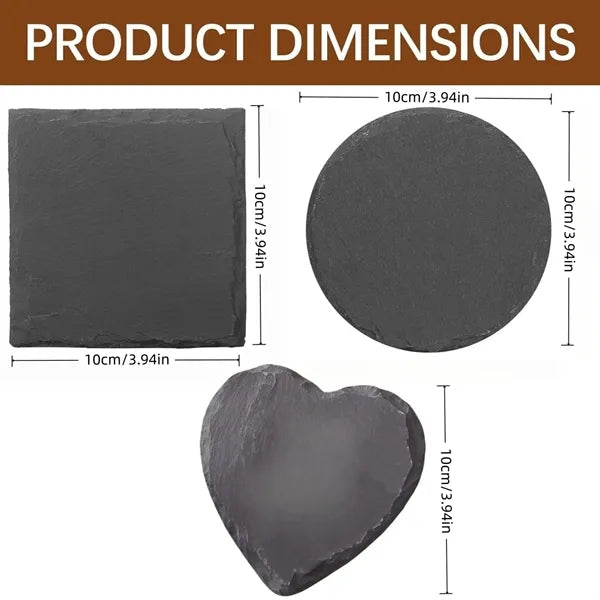 Natural Slate Stone Coaster Set Gift Home Office