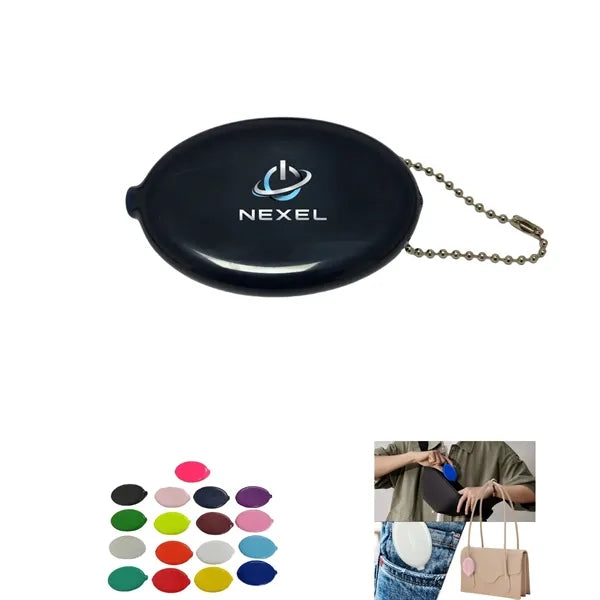 Oval Squeeze Coin Holder with Chain