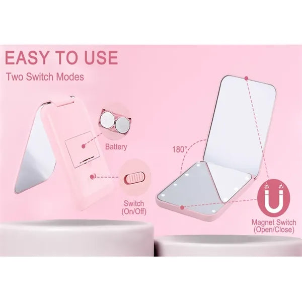Folding LED Cosmetic Mirror with 2X Magnifier
