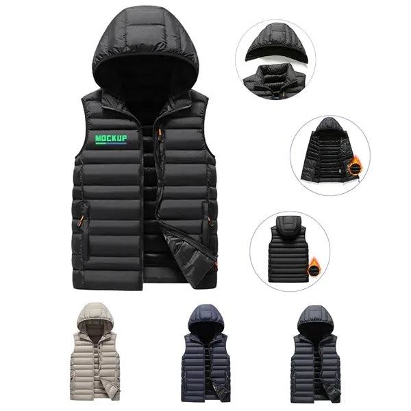 Down Cotton Vest with Detachable Hood
