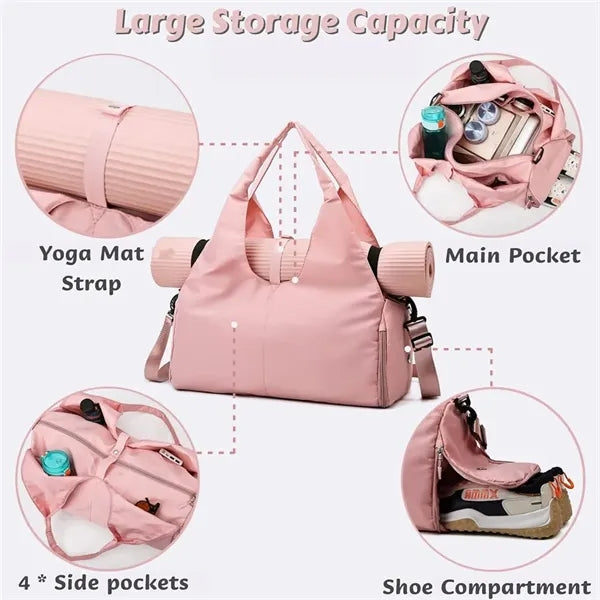 Gym Duffel Bag with Yoga Mat Holder and Shoe Compartment
