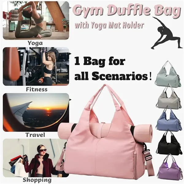 Gym Duffel Bag with Yoga Mat Holder and Shoe Compartment