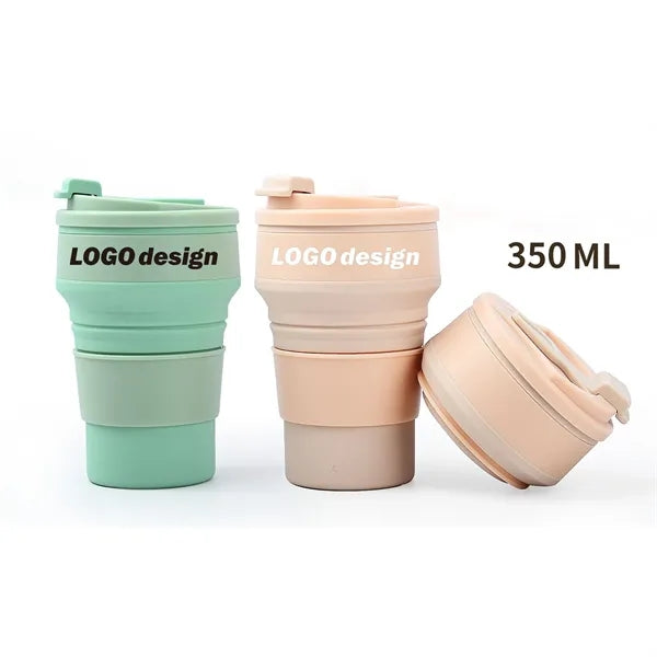 12oz Silicone Folding Camping Cup Sport Bottle with Lids