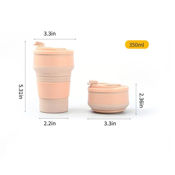 12oz Silicone Folding Camping Cup Sport Bottle with Lids