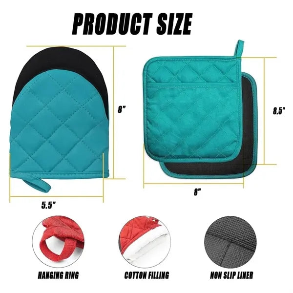 Heat Resistant Short Oven Mitts