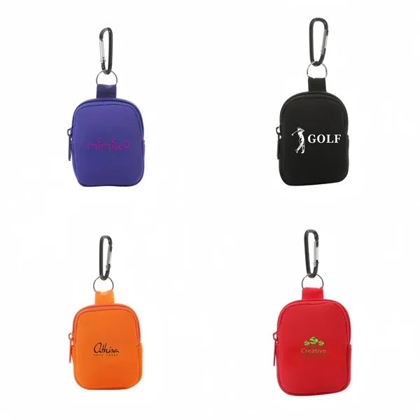 Neoprene Mini Coin Pouch Purse with Carabiner