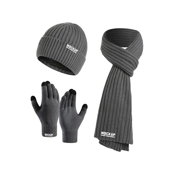 Winter Knitted Beanie Hat Scarf Glove Set