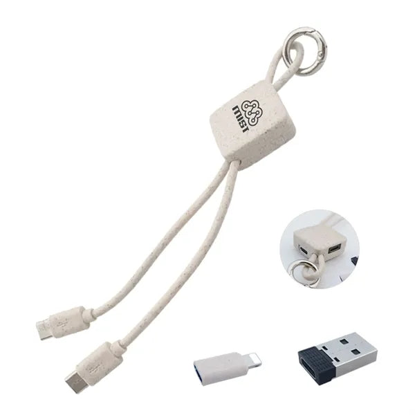 Eco Wheat Straw 4 in 1 Cable Keychain