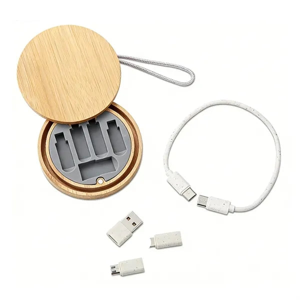Portable Bamboo Charging Cable Kit