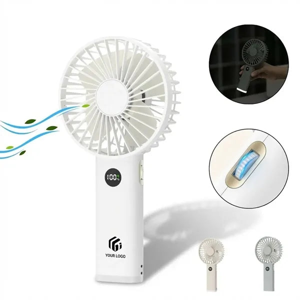 Portable travel quiet LED light rechargeable handheld fan