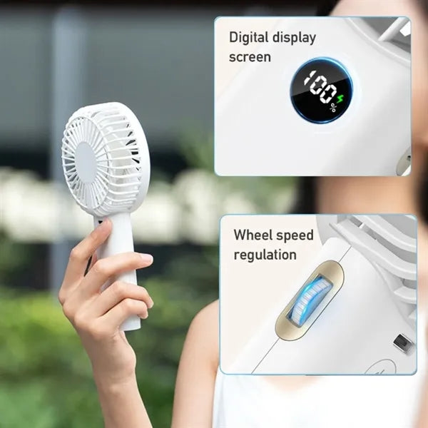 Portable travel quiet LED light rechargeable handheld fan
