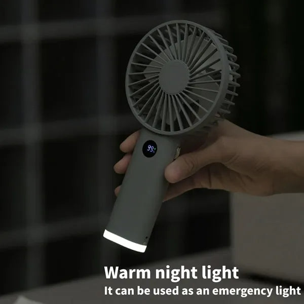 Portable travel quiet LED light rechargeable handheld fan