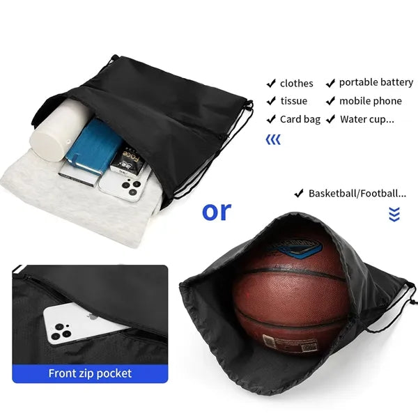 Waterproof Draw String Back Sack with Zip Pocket