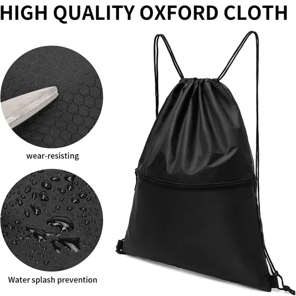 Waterproof Draw String Back Sack with Zip Pocket