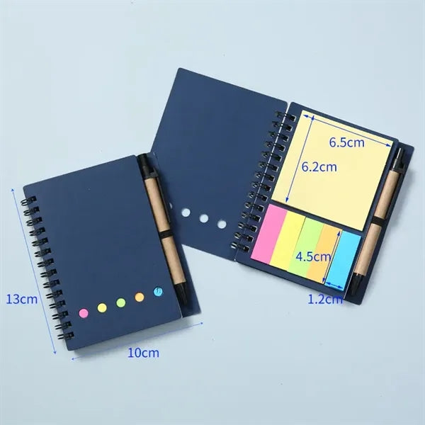 Kraft Paper Cover Portable Sticky Notes Notebook With Pen