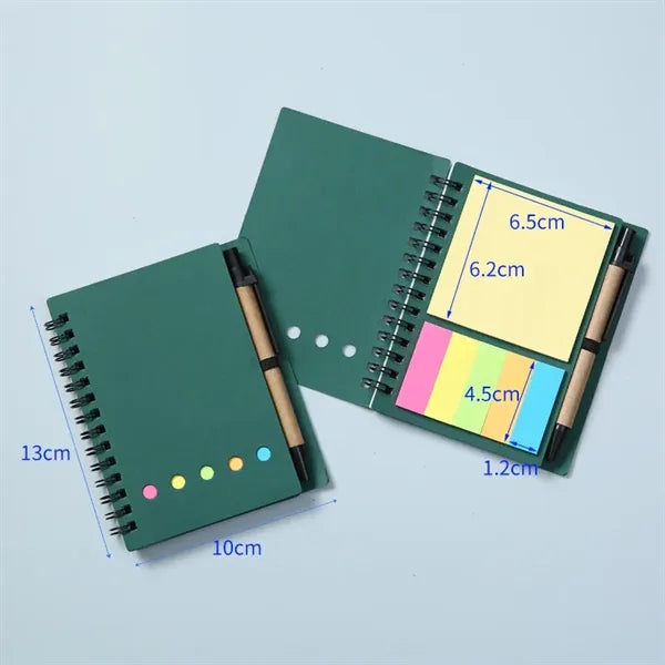 Kraft Paper Cover Portable Sticky Notes Notebook With Pen