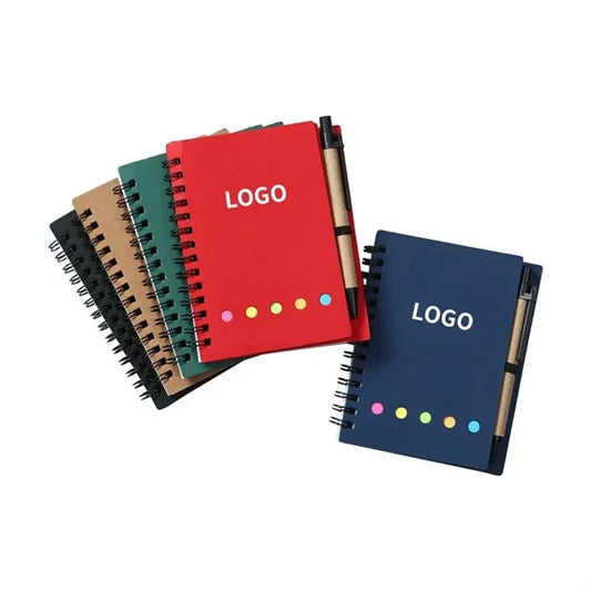 Kraft Paper Cover Portable Sticky Notes Notebook With Pen