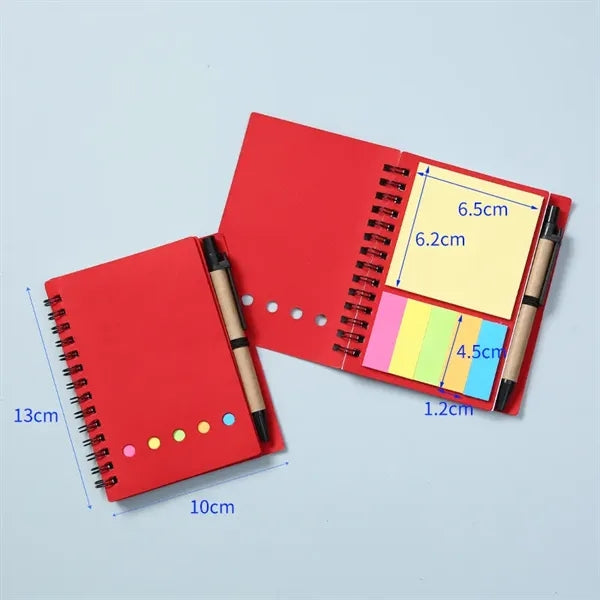Kraft Paper Cover Portable Sticky Notes Notebook With Pen